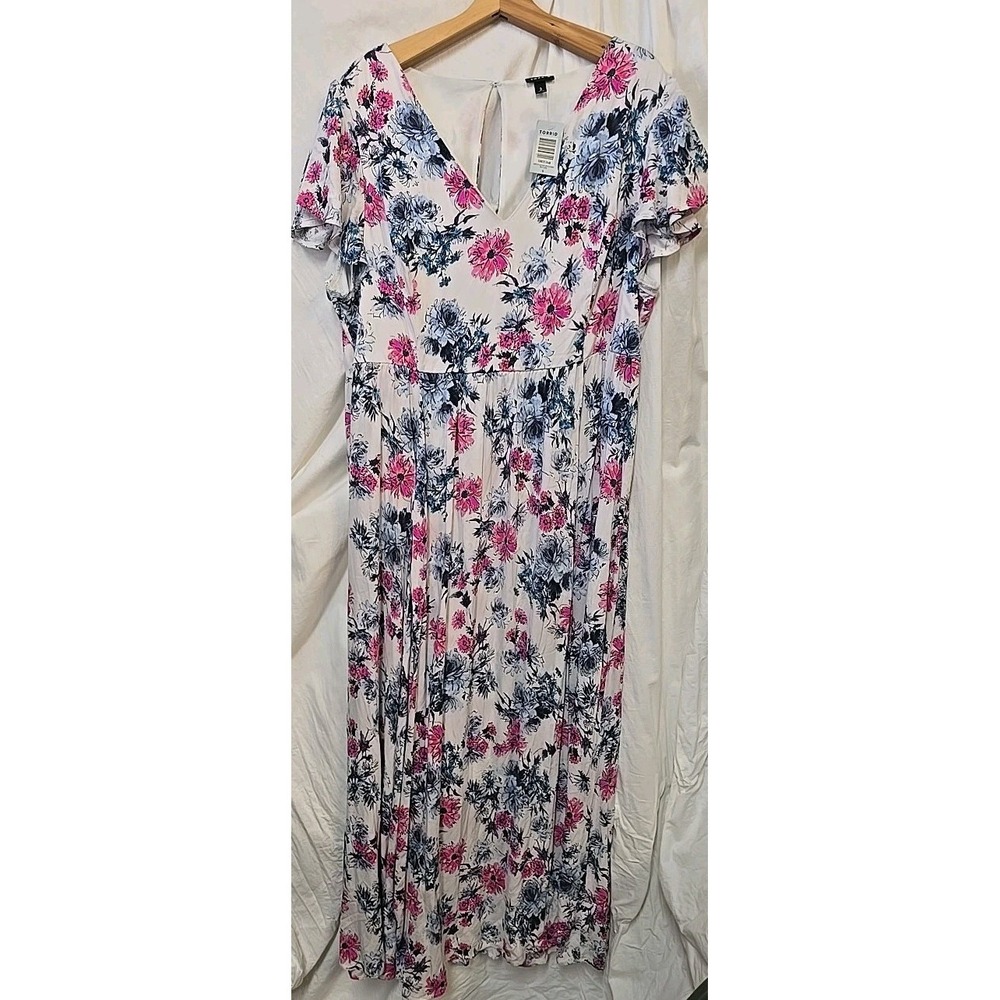 NWT Torrid White Floral Print Challis Maxi Dress 3 Feminine Romantic Sz 22/24 - Picture 2 of 7